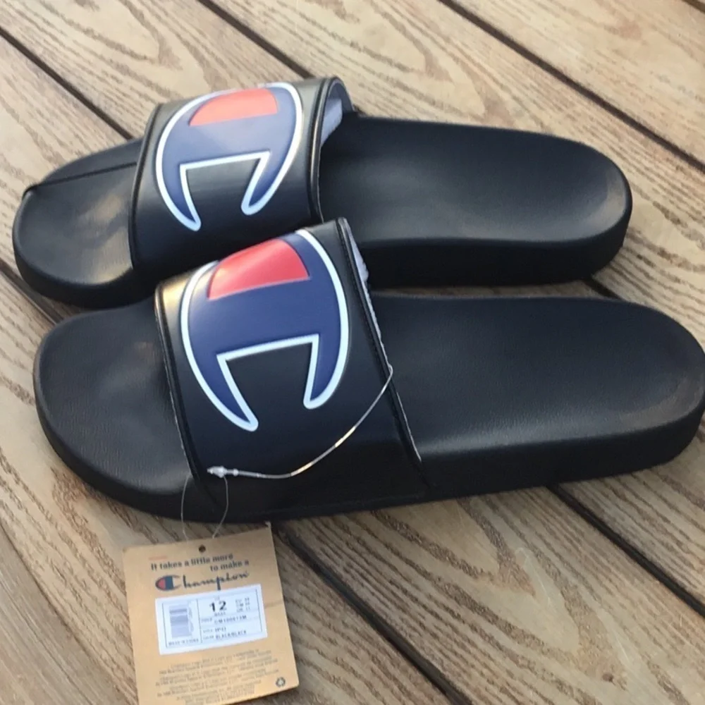 Champion Black and Blue Slide Sandals